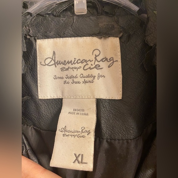 AMERICAN RAG faux leather black crop embroidered artsy jacket s lined Xl - Picture 9 of 15